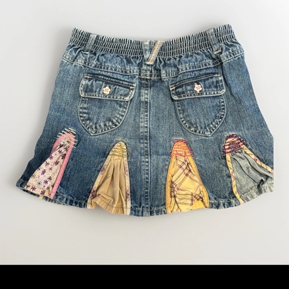 Faded Glory Girls Denim Skirt Size 8 Y2K Boho Embroidered Patchwork Floral Jean - Picture 2 of 3